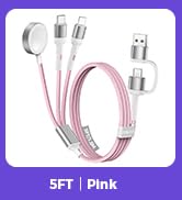 ZONLELE 5FT Pink Travel Essentials Multi Charging Cable