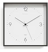 mooas Modern Frame Wooden Wall Clock Black, 12" Non-Ticking Sweep Movement Decorative Battery Ope...