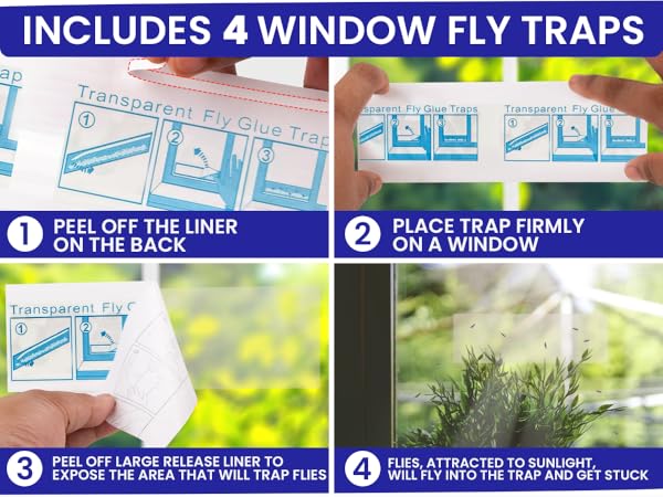 Easy clean bug swatter flies swatter. Includes 4 window fly traps.