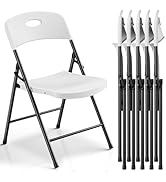 Folding Chairs 6 Pack, Outdoor Plastic Sturdy Metal Folding Chairs for Outside Indoor, Portable 3...