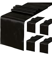 5 Pack Black Table Runners 12 x 108 inch Wedding Silky Satin Table Runner for Wedding Banquet Hal...