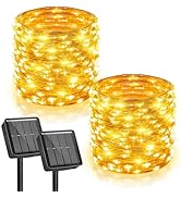 Minetom 2 Pack Solar String Lights, Total 66Ft 200 LED Solar Fairy Lights Outdoor Waterproof with...
