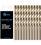 GMTOOLS 1/4 inch Cobalt Drill Bits, M35 HSS, 135 Degree Tip, Jobber Length Twist Drill Bit Set fo...