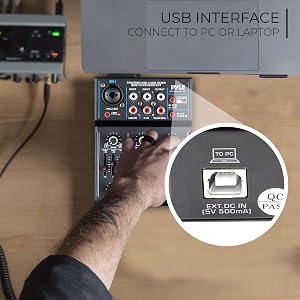 Professional Wireless DJ Audio Mixer - 3-Channel Bluetooth DJ Controller Sound Mixer w/USB Audio