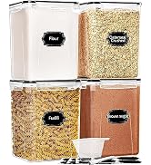 Skroam 4PCS Airtight Food Storage Containers with Lids 5.2L/176oz, Flour Storage Container for Pa...