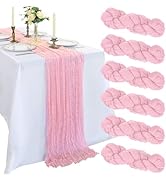 6 Pack 10FT Pink Cheesecloth Table Runner 120 Inch Long Gauze Rustic Boho Cheese Cloth Table Runn...