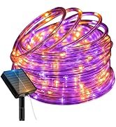 btfarm Solar Halloween Lights Orange Purple, 120LED 40FT Rope Light Outdoor | 8 Modes Solar Strin...