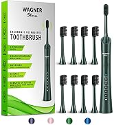 Wagner & Stern ultrasonic whitening Electric Toothbrush with 8 Charcoal Black Brush Heads. for Fr...