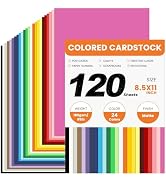 120 Sheets Colored CardStock, 180gsm/65lb 24 Colors Cardstock Print Paper 8.5 x 11 Inches, Double...