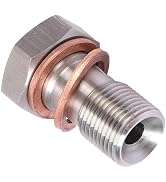 WZP M10x1.0 Metric Stainless Steel Single Banjo Bolt Brake Fitting Adapter, 20mm Length, Threaded...