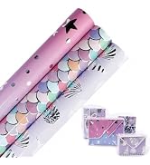Mermaid Wrapping Paper Rolls - 3 Rolls 17” x 120” Mermaid Birthday Wrapping Paper Rolls Pink Merm...