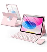 Wenlaty for iPad A16 11th/10th Generation Case with Keyboard & Mouse, 360° Rotating Magnetic Deta...