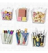 LIGHT DUST Clear Pegboard Cups with Hooks 6 Pack, 1/8" & 1/4" Peg Board Orangizer Accessories Aes...