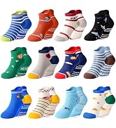 HYCLES Toddler Grip Socks, Boys Girls Non-Slip Cartoon Ankle Socks for Kids 1-7T