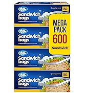 Sandwich Bags - Resealable Plastic Food Storage Bags For Lunch, Small Snacks - Reusable Zipper Lo...