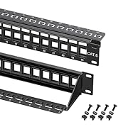 Cable Matters Rackmount or Wall Mount 1U 24 Port Keystone Patch Panel with Cable Management and S...