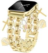 JR.DM Silver Bracelet Band Women for Apple Watch 38/40/41/42mm(S10/11) | Cute Double Chain PU Lea...