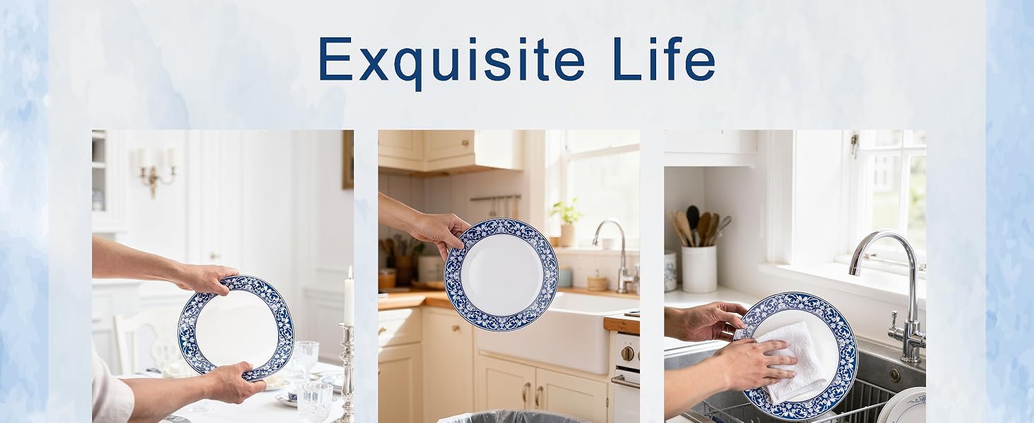 Blue and White Plastic Plates