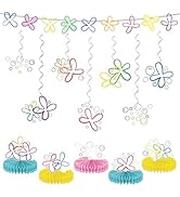 Yellow Cartoon Party Decorations Set Jellyfish Flowers Banner Hanging Swirls Honeycomb Set Under ...
