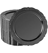 Conflech 100 Pieces Black Plastic Plates - 10.25inch Dinner Disposable Plates - Premium Heavy Dut...
