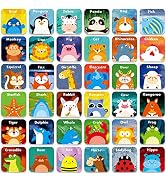 Hebayy 36 Pair Animals Matching Game Cartoon Flash Cards Erasable(72 PCs, Each Measures 2” X 2”)