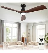 Depuley 52-Inch Ceiling Fans with Lights: Walnut 3 Blade Flush Mount Low Profile Ceiling Fan for ...