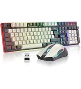 RedThunder K10 Pro Wireless Gaming Keyboard and Mouse Combo, RGB Backlit Rechargeable 3800mAh Bat...