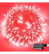 JMEXSUSS 150 LED Red String Lights Indoor Outdoor Waterproof, Connectable 59 Ft Halloween String ...