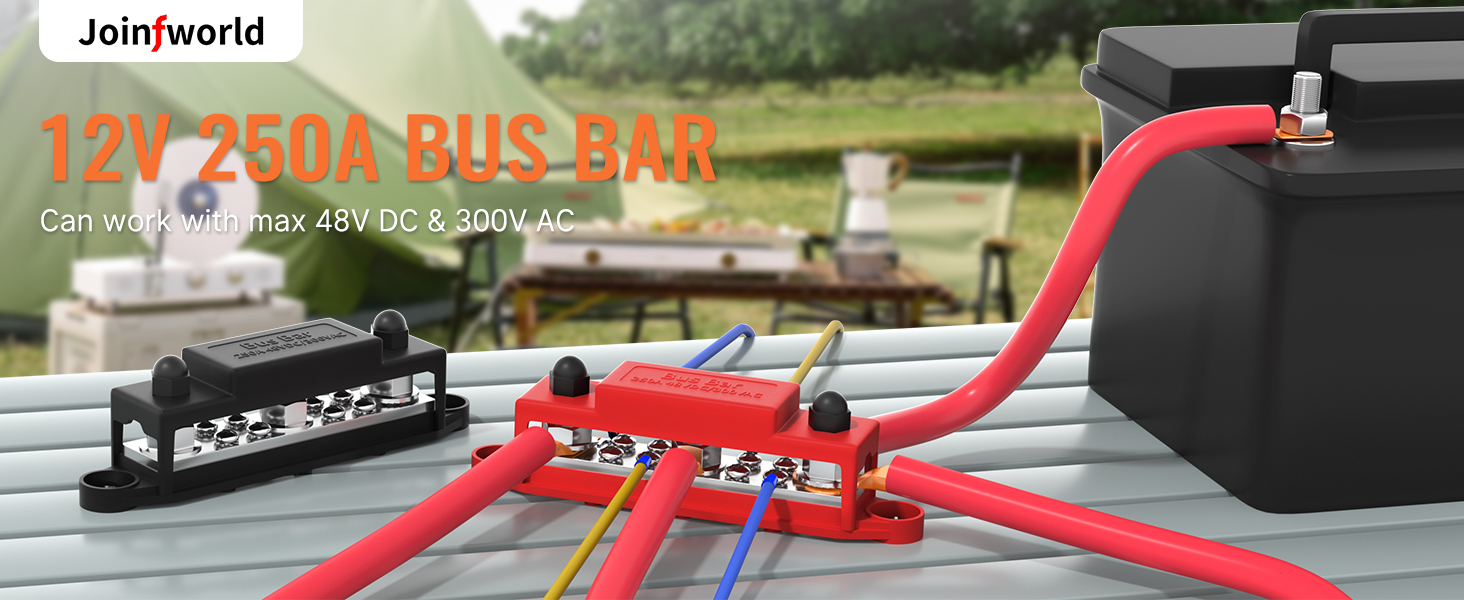 Bus Bar 12V 250A Power Distribution Block with 3 8 Stud Marine Bus Bar Terminal Block