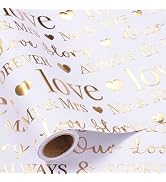 RUSPEPA Wrapping Paper Roll, Bridal Shower Gift Wrap, Mini Roll, 17 Inches x 16.5 Feet, White and...