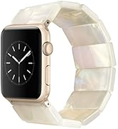 Heesch Upgraded Stretchy Resin Watch Band Compatible with Apple Watch for Women, Men, Tortoise Sh...