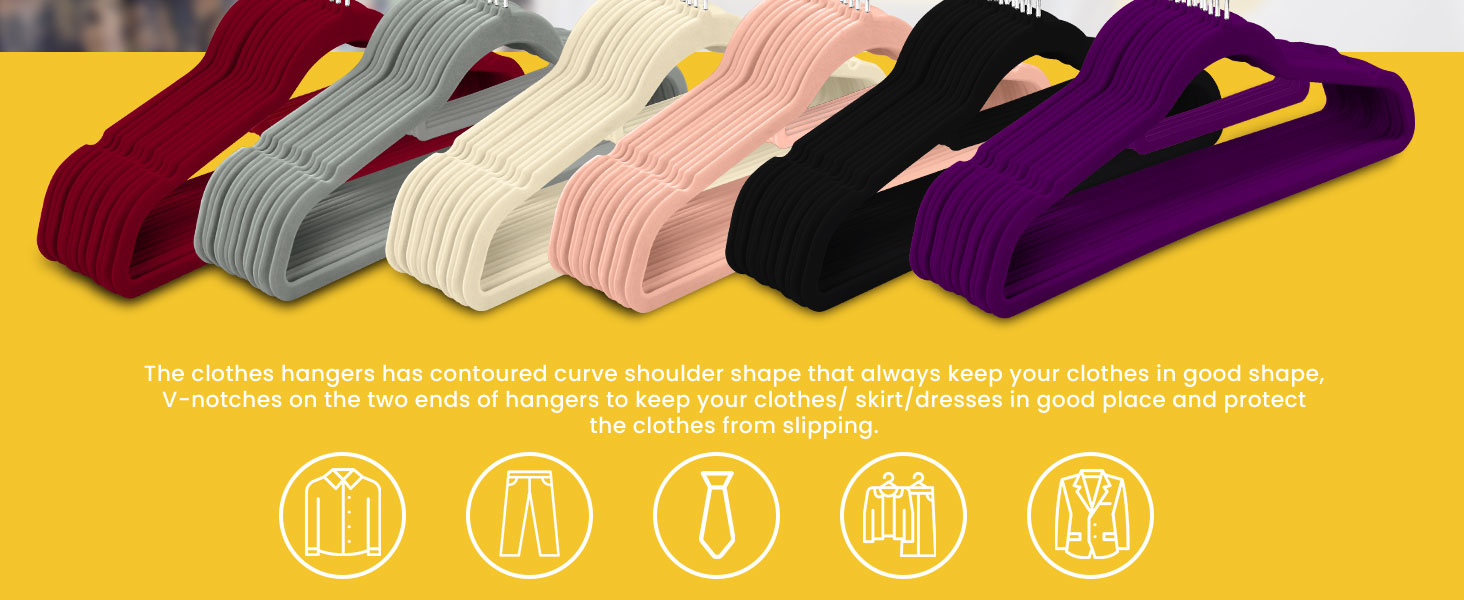 Velvet Hangers, Non Slip Hangers for Clothes, Coat Lightweight hangers, Hangers for pants and coats