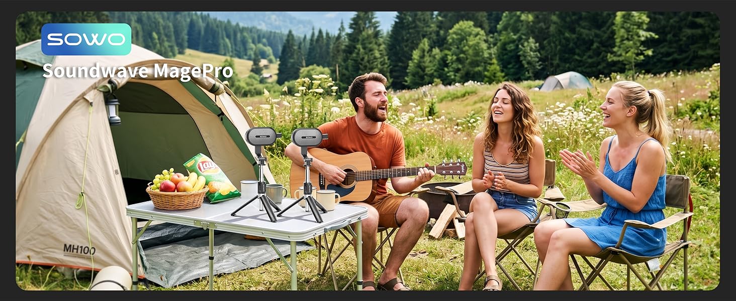SOWO Wireless Dual Bluetooth Speakers Set, Adjustable Stands 2Pcs, Stereo Sound, Smart Pairing Sync