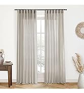 XTMYI Oatmeal Beige Curtains 84 Inches Long for Living Room 2 Panels Sets Stone Washed Linen Eart...