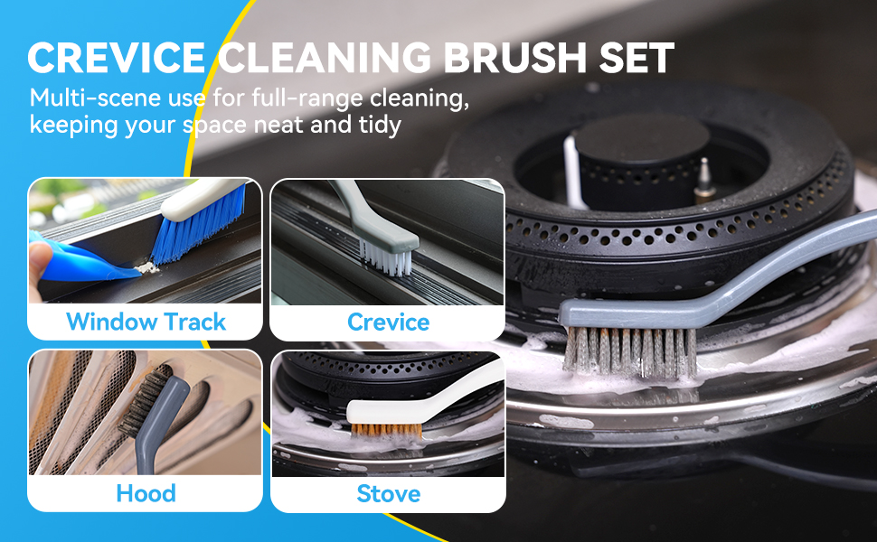 gap brush for multi-surface, sink edge, refrigerator seal, window track, sliding door grooves