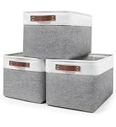 Bagnizer Storage Bins Large Fabric Storage Baskets for Shelves 3 Pack, Decorative Linen Closet Ba...