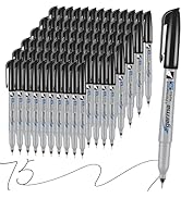 Cgerma Ultra Fine Point Permanent Markers Black, 75 Pack Ultra Fine Tip Markers, Waterproof, Quic...
