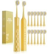 Aneebart 2 Pack Sonic Electric Toothbrush for Adults,12 Brush Heads | USB Rechargeable Sonic Toot...