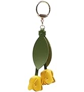 CALFOVERA PU Leather Tulip Pendant Keychain Charm Boho Orange Leather Decorative Flower Keyring P...