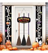 Halloween Decorations Outdoor,Broom Parking Sign with 3 Wooden Witches Brooms,Trick or Treat and ...
