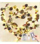 Christmas Garland with Lights 6.5FT 60 LED Twinkle Lights Battery Operated 8 Modes Remote Control...