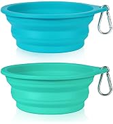 SLSON 2Pack Collapsible Dog Bowl,Integrated Molding Travel Bowl No Plastic Rim Pet Feeding Bowls ...