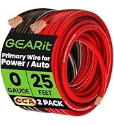 GEARit 0 Gauge Wire, 25 Foot Power Ground Wire - Automotive Battery Cable for Car Audio Amplifier...