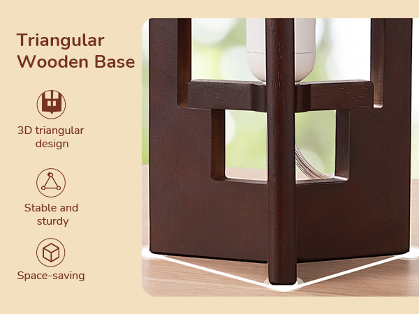 Triangular Wooden Base Table Lamp