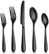 Black Silverware Set, Ollex 40PCS Black Flatware Set for 8 Include Knife Spoon Fork Set for Kitch...