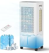 PNTCK Portable Air Conditioners, 3 IN 1 Evaporative Air Cooler with 2 Ice Packs,2.1Gal Tank,3 Spe...