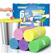 T.FORING 6 Gallon Trash Bags Colored 0.94 Mil Thick - 150 Count Medium Garbage Bags for Bathroom,...
