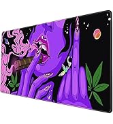 XL Mouse Pad Cool Girl-31.5x15.7in-Hippie Hippy Desk Mat Trippy Smoke Cool Girl Art Mysterious Ma...