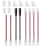 iNextStation COB LED Strip Solderless Connectors Kit 16Pcs, 4 Pcs Gapless, 2 Pcs Wire, 6 Pcs DC W...