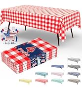 misaya 4 Packs Buffalo Disposable Table Cloth, 54 x 108 Inch Waterproof Plastic Tablecloth, Recta...